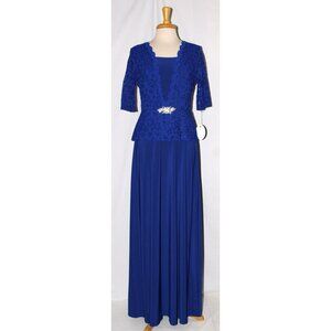 Fanny #1808 Jersey and Lace Mother of the Bride Gown-Size XL-ROYAL BLUE-NEW